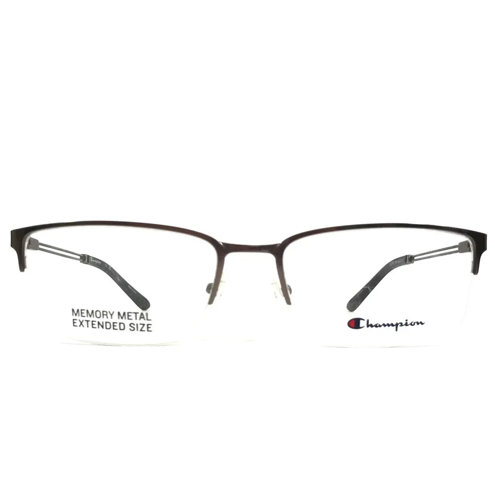 Champion Eyeglasses Frames PUSHX C02 Gunmetal Rectangle Half Rim 61-19-150